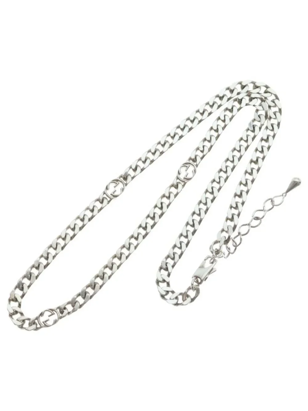 Gucci Interlocking Necklace Chain Silver